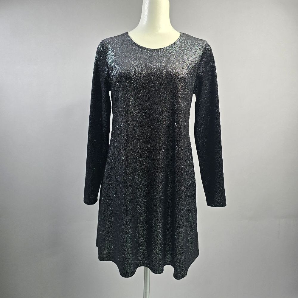 Tiana B. Black Sparkle Long Sleeve Dress R3